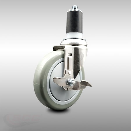 Service Caster 5 Inch 316SS Gray Polyurethane Swivel 1-5/8 Inch Expanding Stem Caster Brake SCC-SS316EX20S514-PPUB-TLB-158